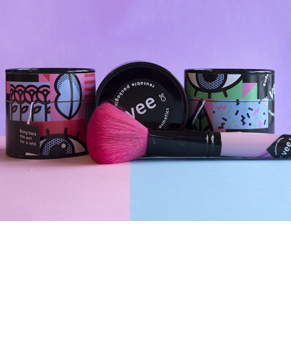 Cosméticos veganos y multicolores