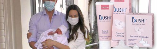 Pampita con Bushi, lactancia materna